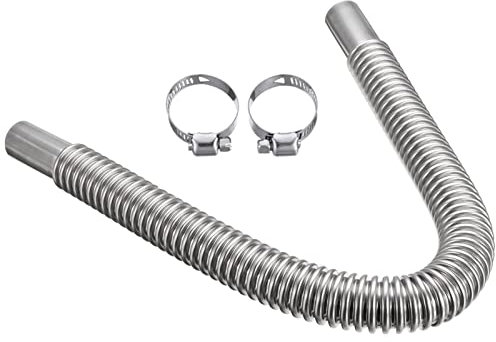 Tubo di scarico in acciaio inox da 25 mm con 2 clip in acciaio inox, tubo di scarico flessibile per , tubo di scarico per (60 cm)