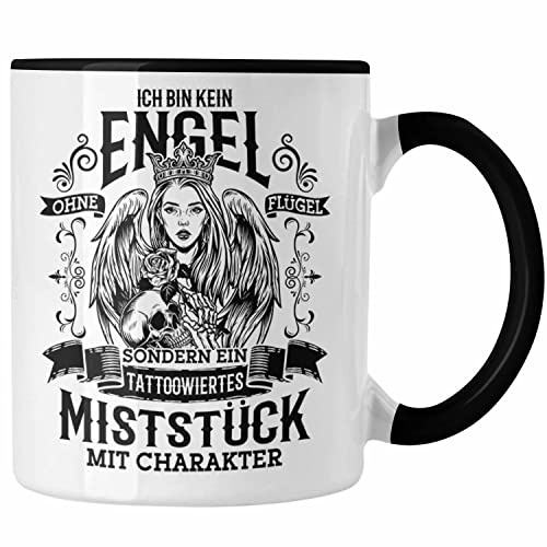 Trendation - Tattoo Tasse Spruch Tätowiererin Geschenk Frauen Geschenkidee (Schwarz)