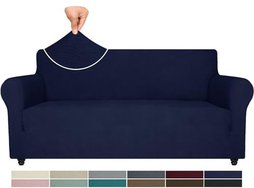 Ystyle Stretch Sofabezug, Sofa Überzug 3 Sitzer, Sofaschoner rutschfest, Elastisch Couch Überzug Mit Armlehnen, Sofa Cover Sofahusse Koltuk Örtüsü Sofaüberwurf Couch Überwurf, Blau