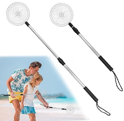 CANIPHA 2 Stück Sand Sifter for The Beach Sandsieb für den Strand, Haifischzahnsieb, Muschelschaufel, Sandschaufeln, einziehbares Strandsandsieb, Steinschaufel für Kinder, Muscheln aufsammeln