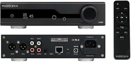 Audalytic AH90 AK4499EX+AK4191 DSD512 PCM768kHz MQA DAC Ampli per cuffie, ingresso USB/Ottico/2* Coax/LAN Convertitore DAC, Roon/Bridge Airplay.Upnp Streamer DAC, 4,4/6,35mm Ampli per cuffie, Nero