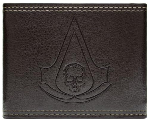 Assassin's Black Flag Creed Live by The Creed Portefeuille/Porte-Monnaie Bi-Fold Pièces & Cartes, Marron