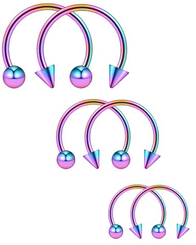 Decentraland 18G Durchmesser 6+3 mm Edelstahl Nase Septum Ohrring Knorpel Lippe Smiley Piercing Schmuck Hufeisen Hoop Ring Piercing Kugeln & Spikes Kit Schmuck