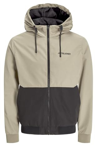 JACK & JONES Men's JJerush Hood Bomber Noos Short Jacket, Coriander, Detail: Black/White Blocking, XL, Coriander/Detail:Black/White Blocking, XL