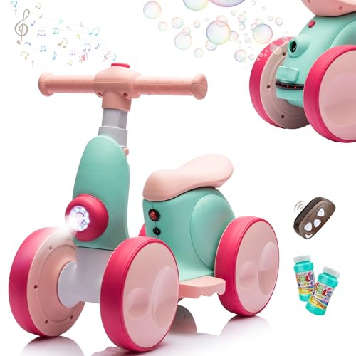 JoyRydz - 6V Baby Balance Fahrrad mit Blasenmaschine, Balance Bike 4 in 1 für Jungen und Mädchen ab 1 Jahr, mit Fernbedienung, Spielzeug mit angetriebenem Motor,