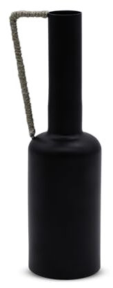 Metall Blumenvase Amanda schwarz - 32 cm - Moderne Tischvase mit Henkel - Tischdeko Fensterdeko Blumenvase mit Griff modern elegant