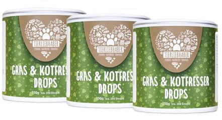 TIERLIEBHABER – Gras- & Kotfresser Drops für Hunde – bei Fressen von Gras & KOT – beruhigt den Magen & reduziert Sodbrennen – Grasfresser Drops mit Anis & Fenchel (3X 350g | ca. 450 Drop)
