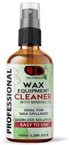 DD Teck Wax Equipment Cleaner with Mineral Oil – Cleaning Solution for Warmers, Pots & Containers – Removes Spills, Residue and Build Up from Beauty Tools & Work Surfaces – Easy Use(100ml Glass Spray)