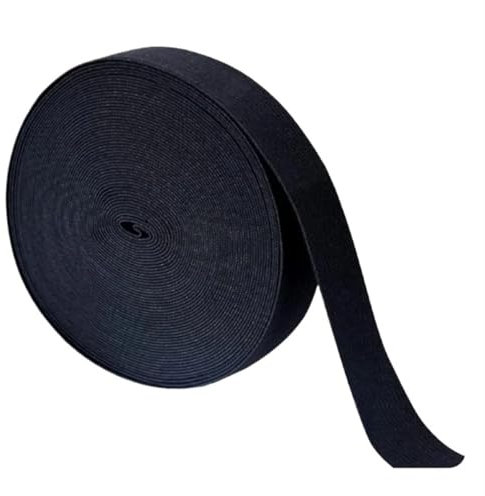 XPJYUA Gummiband Breites Gummiband, Breite 15–60 mm, Weiß/Schwarz, breites Gummiband, flaches Spandex-Gürtelbesatz, Nähband, Kleidung, Flexibles Nähmaterial for Kurze Röcke(Black,5M_15MM)