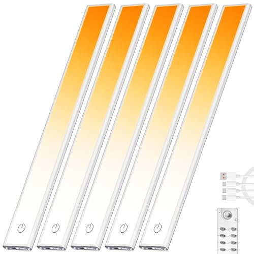 MEKKLEON Éclairage sous meuble sans fil, rechargeable à piles, détecteur de mouvement, éclairage d'armoire (20cm-5pcs)