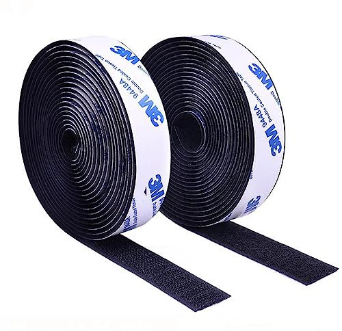 Hanfix Hook and Loop Tape, 3m Self Adhesive Stick On and Off Strips (20mmX3m) Black