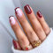 Christmas False Nails - 24Pcs Medium Square Glitter Red Fake Nails - Cute Glitter Red Christmas Hat Designs Press on Nails - Acrylic Full Cover False Nails with Glue for Nail Art