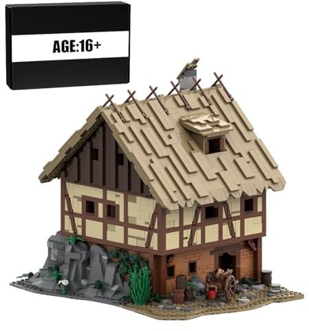 BlocteckToy MOC Klemmbausteine Mittelalterlicher Dorfladen Taylorsgreen Modell, 3785 Teile Mittelalterliches Dorf Gebäude Set