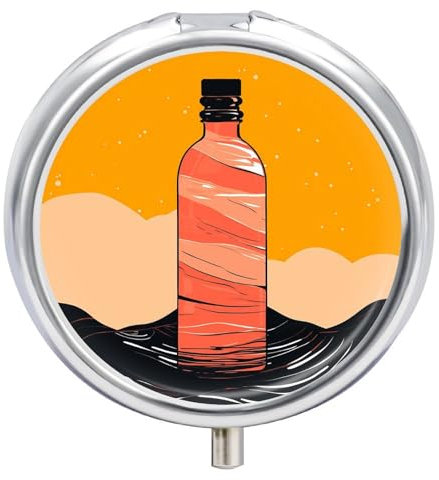 Pill Box Portable Simple Bottle of Water Pill Case Cute Pill Organizer for Vitamins Supplements