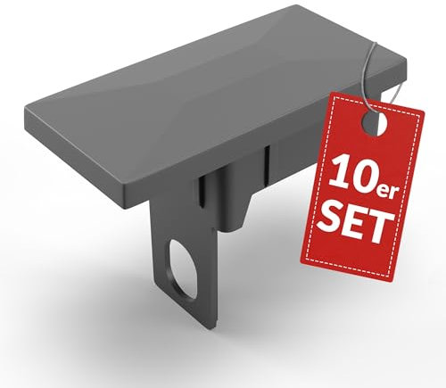 Qualinos 10x Zaunkappen Kunststoff 40x60mm mit Sicherungssteg | Pfostenkappen für Doppelstabmattenzaun | Abdeckkappen UV-stabilisiert | Zaunpfosten Kappen Made in Germany (Silber/Verzinkt 9006)