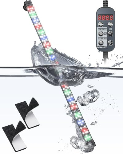 Pawfly 50 cm Aquarium LED Light 24/7 Fish Tank Light with Full Spectrum Brilliant White Blue Red Green Lights Multi-Colored LEDs with D/N Mode Single Color Effects Timer and Adjustable Brightness