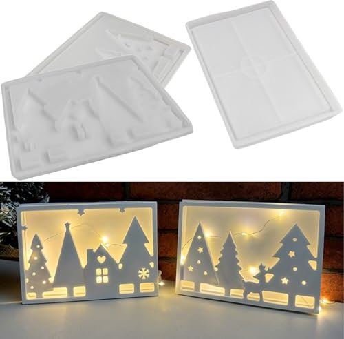 ALEFBET Silikonformen Gießformen Weihnachten, Silikonform Weihnachten Dekorativer Rahmen, Silikonformen Weihnachten, Silikon Gießform Weihnachten, Gipsformen zum Gießen