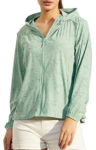 Winterjacke Damen GefüTtert Warm Damen Sonnencreme Kleidung Seidendruck dünner Mantel Outdoor Radfahren Sonnenschutz Daunenjacke Lang (Green, XXL)