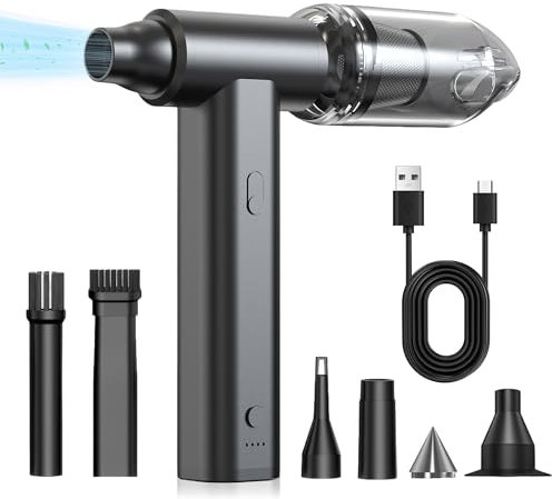 sdhiiolp 2 in 1 Elektrische Staubgebläse und Staubsauger 120000 U/min Luftgebläse Staubgebläse Wiederaufladbare Druckluftspray Compressed Electric Air Duster Turbo Gebläse Mit 8000mah Akku