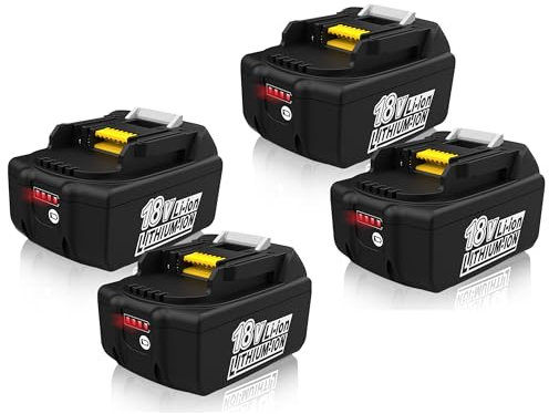 Energup 4 Pièces 18V 5500mAh Batterie de Remplacement pour Makita Batterie 18V BL1850B BL1850 BL1860 BL1840 BL1830 BL1815 BL1820 avec Indicateur LED