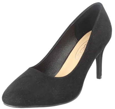 Spot On Ladies Wide Fit 8cm High Heel Court Shoes F9R0148