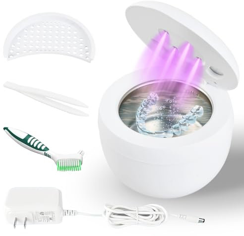Ultraschallreinigungsgerät 45kHz Ultraschallreiniger mit UV 25W Ultrasonic Retainer Cleaner Dental Pod Ultraschallbad Ultraschall-reinigungsgerät für Zahnschiene Reinigung Prothesen Aligner Schmuck