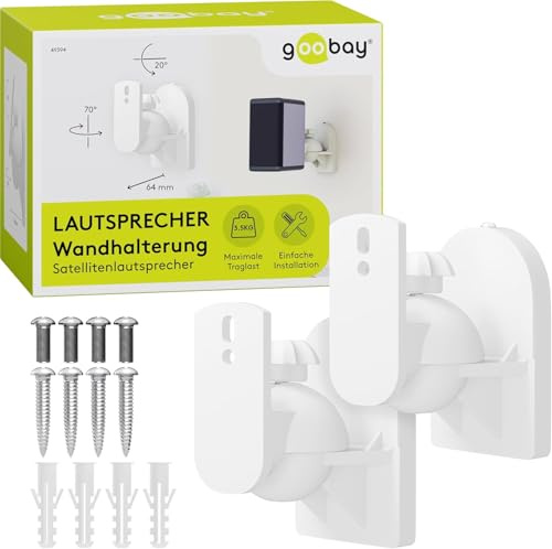 Wandlautsprecher-Halterung, 70° schwenk- & 20° neigbar, bis 3,5 kg, Weiß