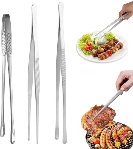 Lot De 3 Pinces De Cuisine Professionnelles En Acier Inoxydable,Pince Cuisine,Pince Barbecue,Pince De Cuisine,Pince Cuisine Inox,30 Cm Et 28 Cm,Pour Cuisiner Griller Cuire Pince Arrêter Poisson Pince