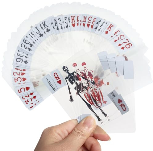 The Body Deck,Halloween Skelett Spielkarten,Transparente Spielkarten | Menschliche 3D Bild Pädagogisch Menschlichen Körpers Kartenspiel Body Deck Skelett Playing Cards Spiele Halloween Weihnachten