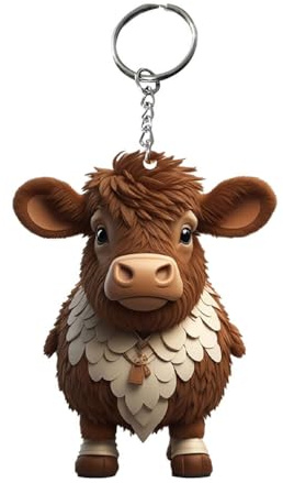QUXVUIS Porte-clés personnalisé en forme de vache, pratique et mignon, dessin animé acrylique, petite poupée de vache, porte-clés en acrylique, C