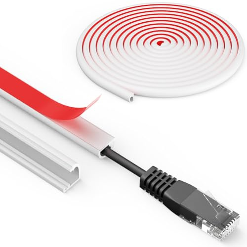 NUTKIT Mini White Cable Trunking, Cable Tidy Hider(3M, D14) | Self-Adhesive TV Cable Covers Hider, Flexible Silicone Wire Conduit Trunking for Wires Wall Hide Wires Wall Mounted