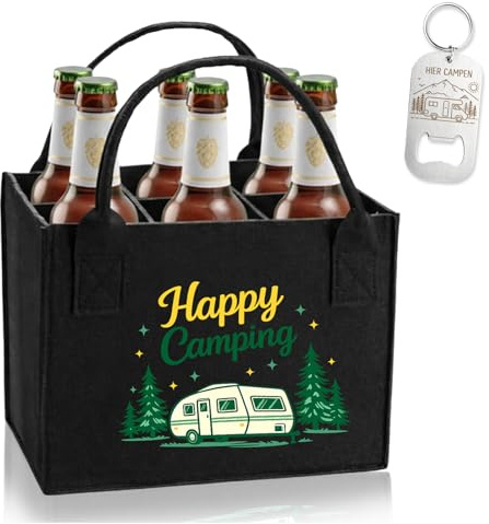 RgitFzi Männerhandtasche Bier Set, Happy Camping Motiv, Ideale Camper Geschenke, Nützliche Camping Zubehör und Wohnwagen Deko Für Outdoor Picknick Reise Männer, Geburtstagsgeschenk für Männer