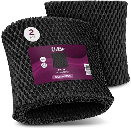 2x Vellto Luftfilter Filter Kompatibel mit Philips HU2510 Ersatzfilter Ersatz Luftbefeuchterfilter für Hygienische Befeuchtung Luftbefeuchter Waschbar Effizient