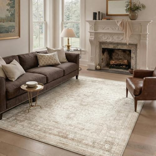 BEIMO Waschbarer Teppich Wohnzimmer Vintage, Boho Teppich Schlafzimmer Groß Orientalisch rutschfest für Badezimmer Esszimmer 160X230CM Beige