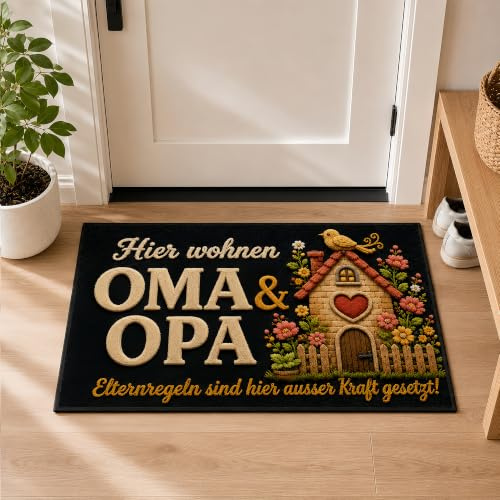 Eira Abode Fußmatte 40x60 cm Waschbar, Türmatte Innen für OMA & Opa | Weiche Flanell Schmutzfangmatte mit Rutschhemmender TPR Unterseite, Fußabtreter für Eingangsbereich, Flur, Küche