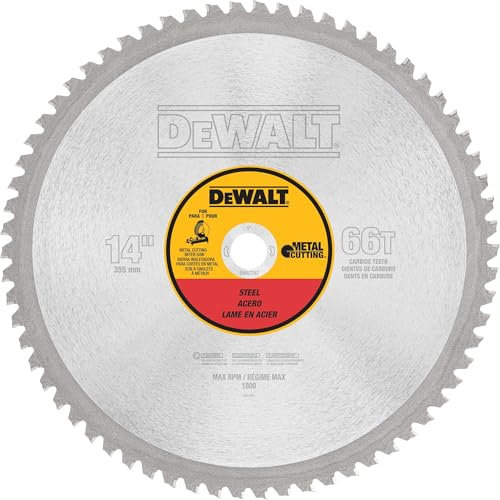 DEWALT 14-Inch Metal Cutting Blade, Ferrous Metal Cutting, 66-Tooth (DWA7747)