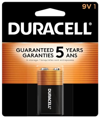 Duracell Coppertop 9V Battery, 1 Count (Pack of 1), Long-lasting All-Purpose Alkaline 9V Batteries for Household and Office Devices
