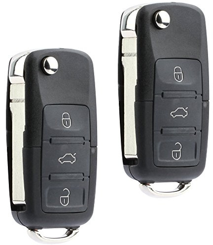 Replacement Keyless Entry Remote Flip Key Fob fits 2002 2003 2004 2005 VW Jetta, Golf, Passat (HLO1J0959753AM, Set of 2)