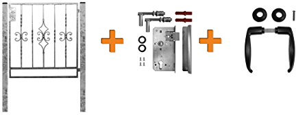 Gartentor Komplett Set Metalltor Gartentür Pforte Hoftür inkl. Pfosten (Rechteck)