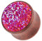 Piercingfaktor Ohr Plug Flesh Tunnel Piercing Ohrpiercing Holz Organic Braun mit Kristall Glitter 10mm Pink