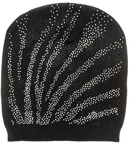 Caspar MU183 Damen Beanie Mütze mit Strass, Farbe:schwarz, Größe:One Size