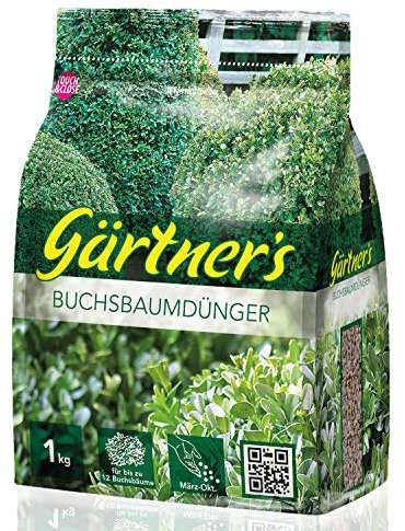 Gärtner’s Buchsbaum Dünger 1 kg I Buchsbaumdünger Kübelpflanzen und Freilandpflanzen I NPK Dünger 5+3+6 I organisch-mineralischer Dünger I Volldünger I Für bis zu 12 Buchsbäume
