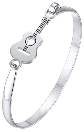 Joielavie Jewellery Armband mit Gitarrenmotiv, polierter Edelstahl, für Mädchen und Damen
