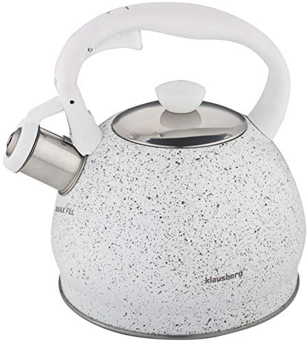 Klausberg Marmor Edelstahl Flötenkessel Teekessel Wasserkessel 2 Liter KB-7319