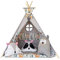 Izabell® Spielzelt Teepee Tipi Set für Kinder drinnen draußen Spielzeug Zelt Indianer Indianertipi mit Fenster Tipi mit Zubehör Tipizelt