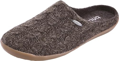 Cosyfeet Benny - Brown Cable Knit - 9-3H - Extra Wide Men's Slippers