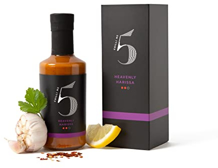 Chilli No.5 | Heavenly Harissa, Sauce Piquante Gourmet, Végane, Sans Gluten, Sans Colorants ni Arômes Artificiels, Bouteille de 200 Millilitres