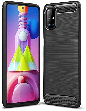 CoverKingz Handyhülle für Samsung Galaxy M51 - Silikon Handy Hülle im Carbon Design - Soft Case Phone Cover Schwarz