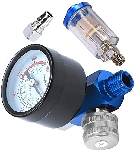 Shiwaki 140PSI 1/4 Spray Paint Gun Air Pressure Regulator Gauge Airbrush Compressor & in-line Water Trap Filter
