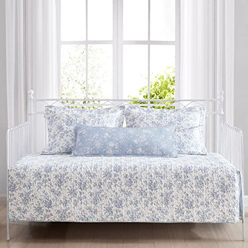 Laura Ashley Home – Tagesbett-Set, Blumen-Bettwäsche mit passenden Kissenbezügen und Kissenbezug, Heimdekoration für alle Jahreszeiten (Walled Garden Blue, Daybed)